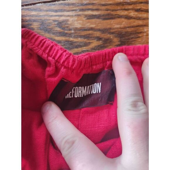 Reformation Carlita red off the shoulder tie Dress sz Medium - Picture 2 of 3